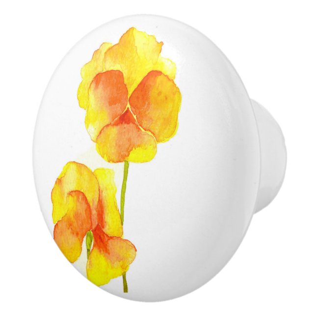 'The Pansy Party' on a Ceramic Knob (IV) (Right)