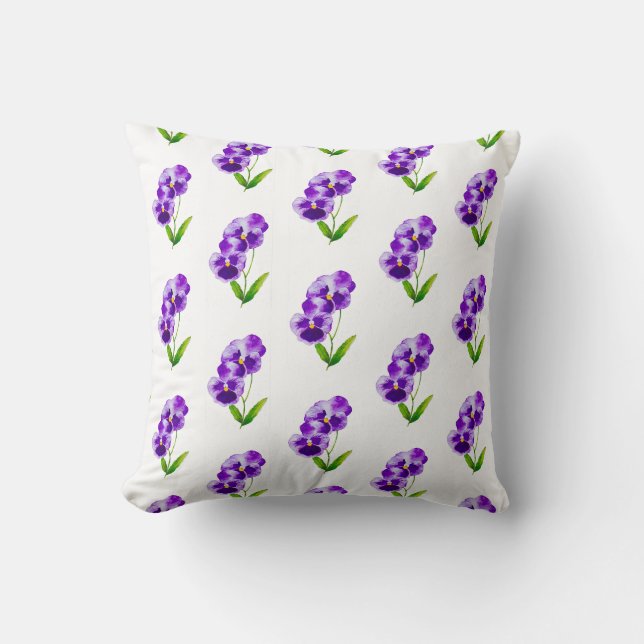 'The Pansy Party' on a Throw Pillow (III) (Front)