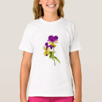 'The Pansy Party' on Girl's Ruffle T-shirt (I)