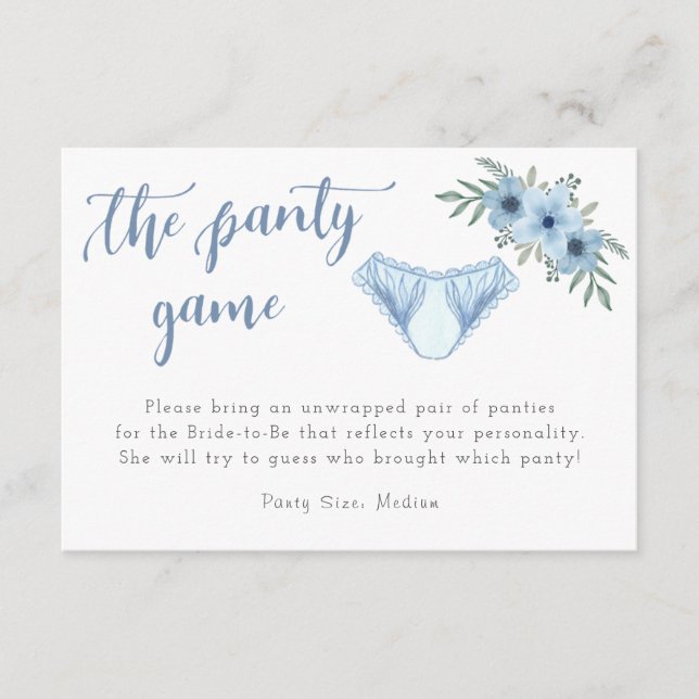 The Panty Game Lingerie Shower Insert (Front)