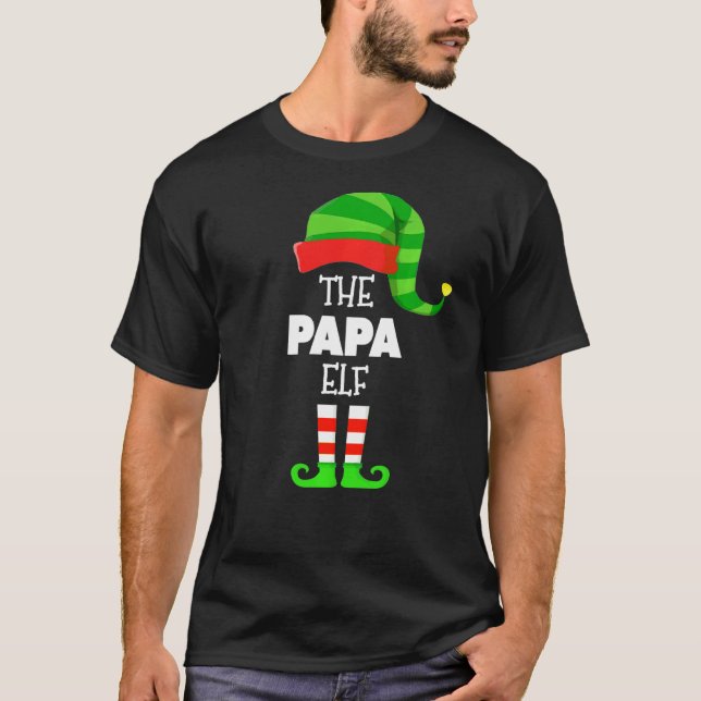 The Papa Elf Group Matching Family Christmas Pjs T-Shirt (Front)