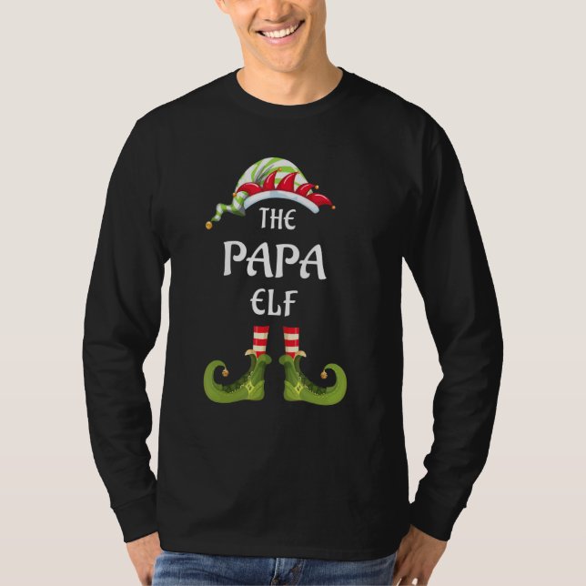 The Papa Elf Matching Family Group Christmas Party T-Shirt (Front)