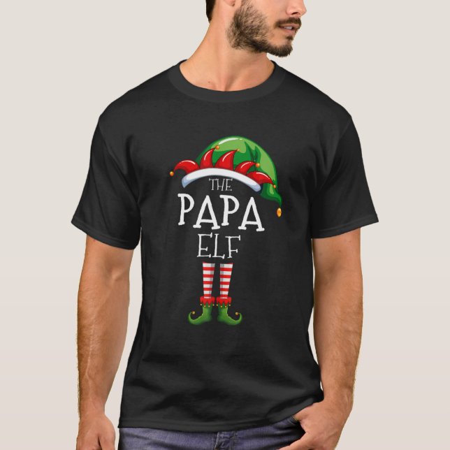 The Papa Elf Matching Family Group Christmas Party T-Shirt (Front)