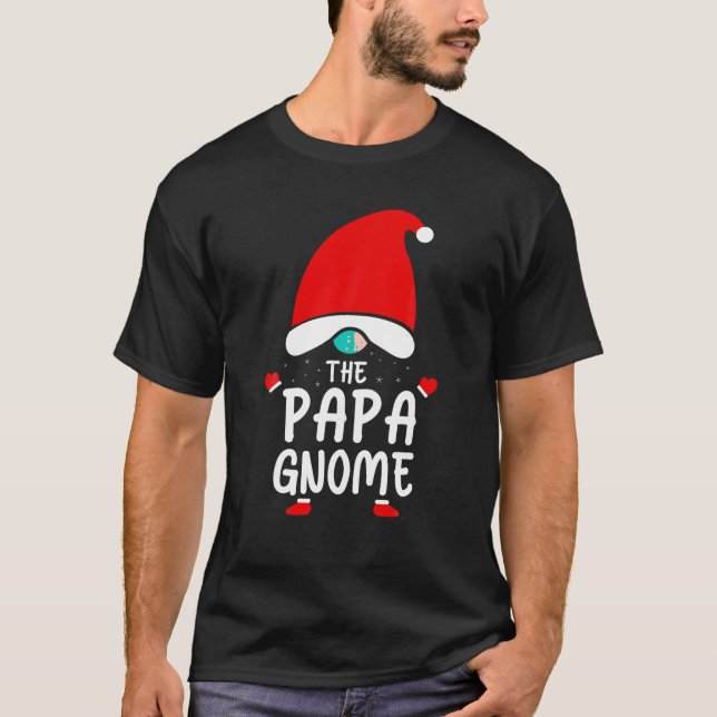 The Papa Gnome Cute Funny Christmas Pajama Matchin T-Shirt (Front)