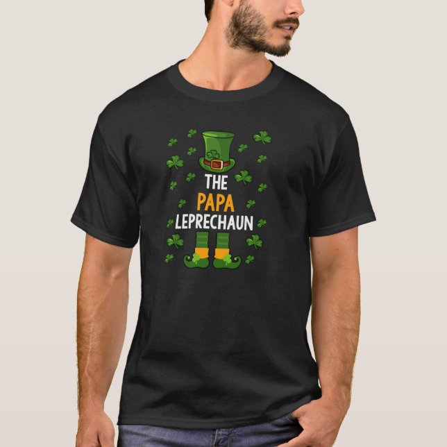 The Papa Leprechaun  Shamrock Irish Saint Paddy S  T-Shirt (Front)
