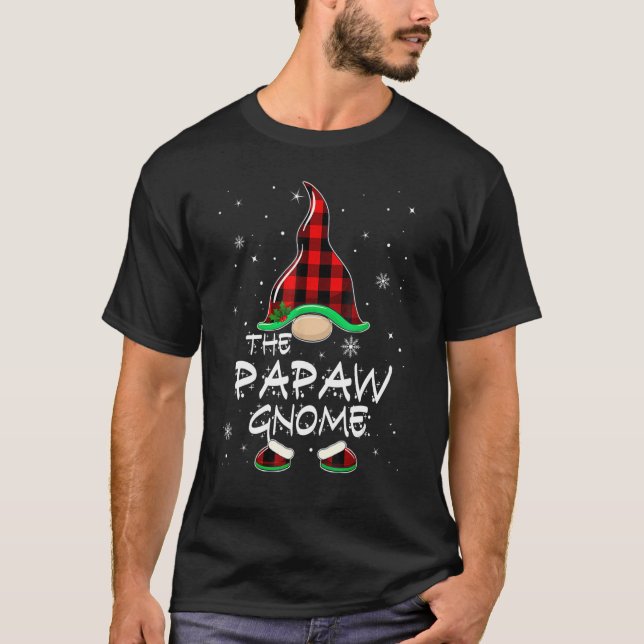 The Papaw Gnome Red Buffalo Plaid Christmas Pajama T-Shirt (Front)