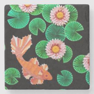 The Paper Koi Pond Stone Coaster
