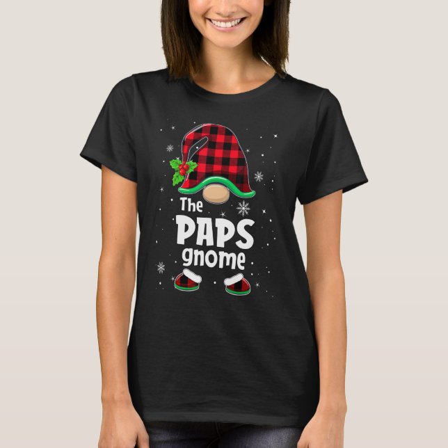 The Paps Gnome Buffalo Plaid Christmas Matching Fa T-Shirt (Front)