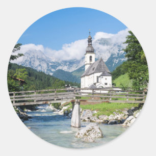 The parish church of Ramsau Classic Round Sticker
