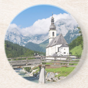 The parish church of Ramsau in Bavaria, Germany Coaster