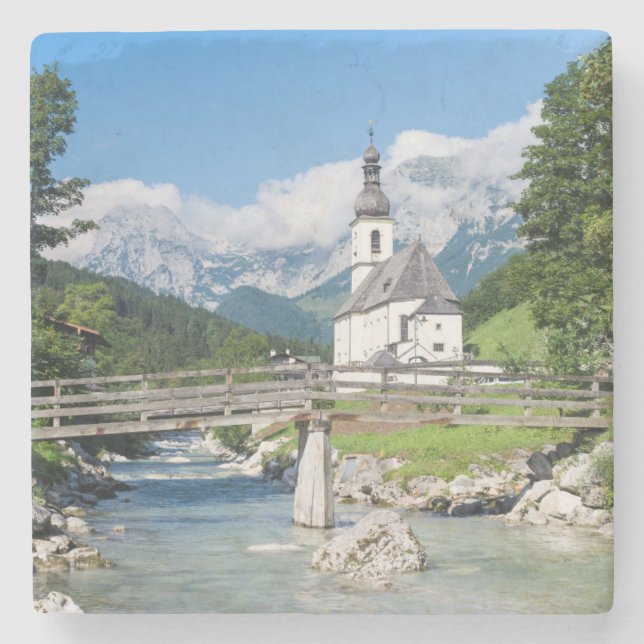 The parish church of Ramsau Stone Coaster (Front)
