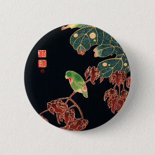 The Paroquet Colourful Bird Japanese illustration 6 Cm Round Badge