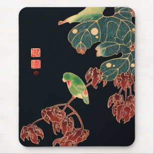 The Paroquet Colourful Bird Japanese illustration Mouse Pad