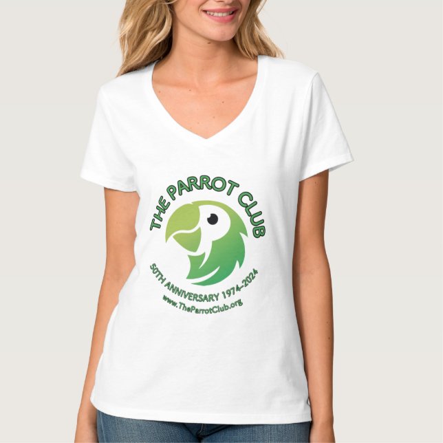 The Parrot Club 50th Anniversary Women's V-Neck T-Shirt (Front)