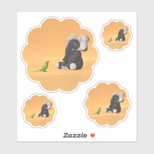 The parrot meets a stuffed elephant sticker