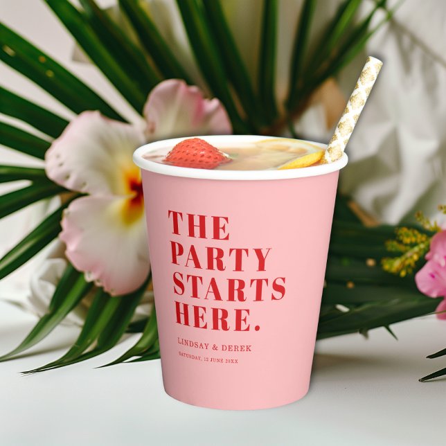 The Party Stars Here! Bold Font Wedding Paper Cups (The Party Stars Here! Bold Font Wedding Paper Cups)