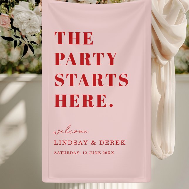 The Party Stars Here! Bold Font Wedding Welcome Banner (The Party Stars Here! Bold Font Wedding Welcome Banner)