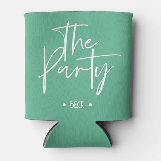 The Party Teal Can Cooler for Bachelorette Party (Front)