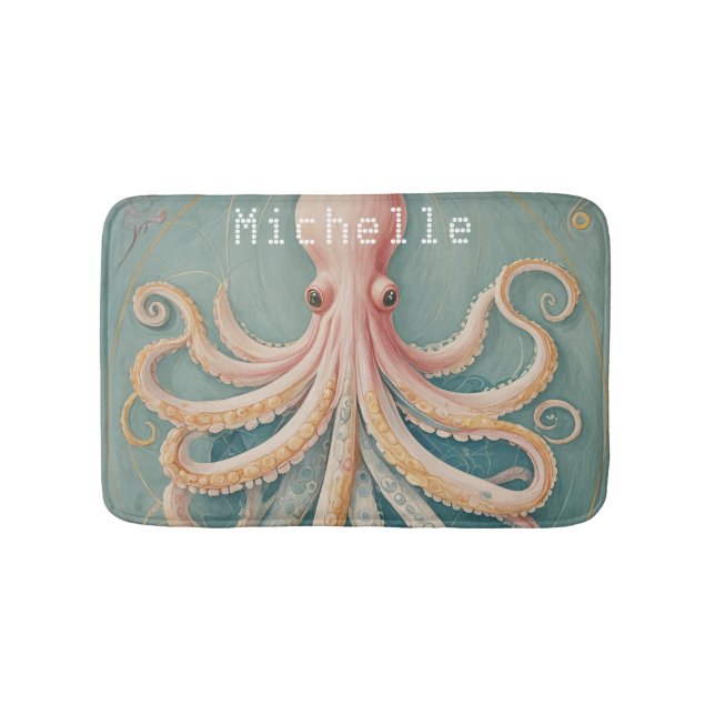 The Pastel Octopus of Enchanted Reef Bath Mat (Front)