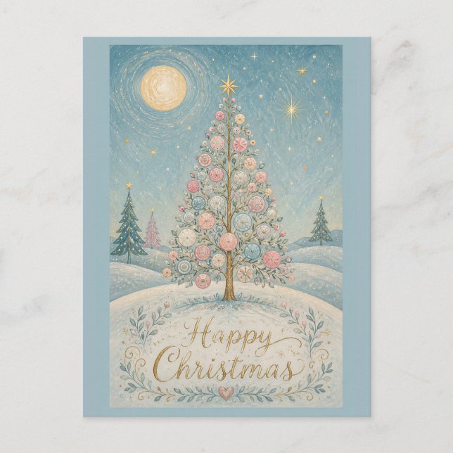 The Pastel Solstice Tree Holiday Postcard (Front)