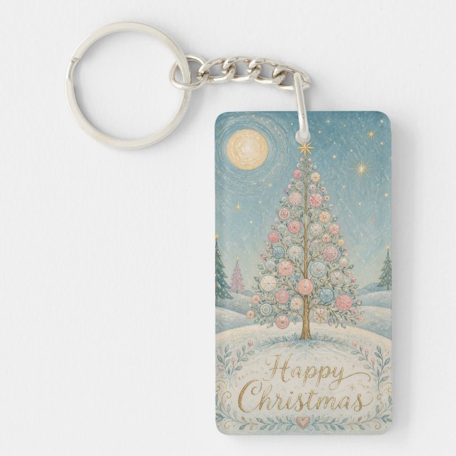 The Pastel Solstice Tree Key Ring (Front)