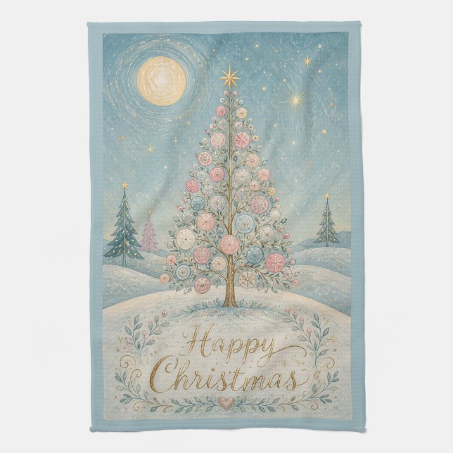 The Pastel Solstice Tree Tea Towel (Vertical)