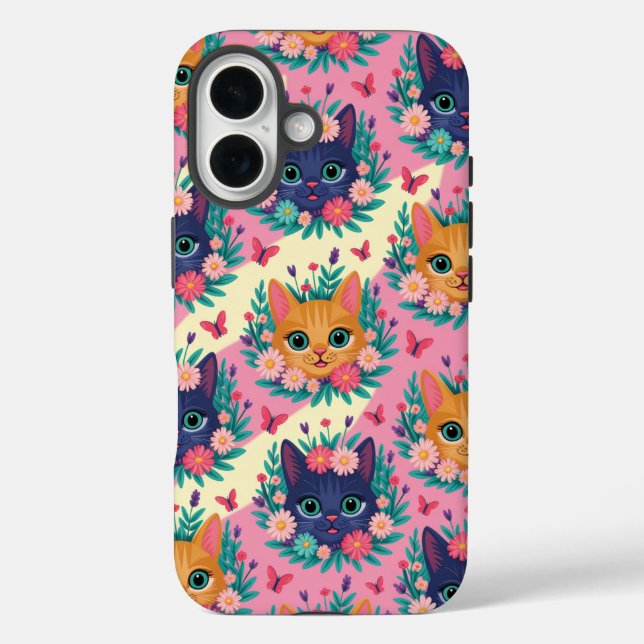 The Pastel Whiskers & Wildflowers Case-Mate iPhone Case (Back)
