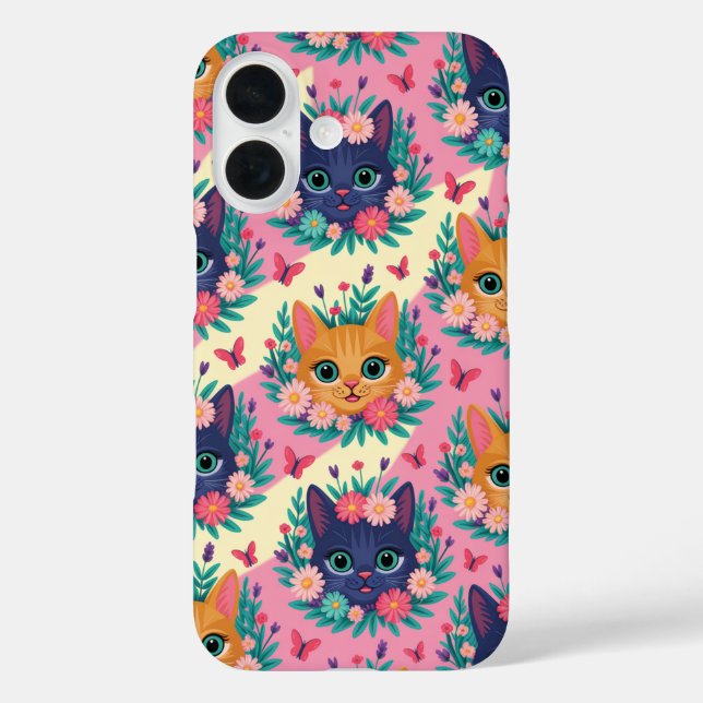 The Pastel Whiskers & Wildflowers Case-Mate iPhone Case (Back)