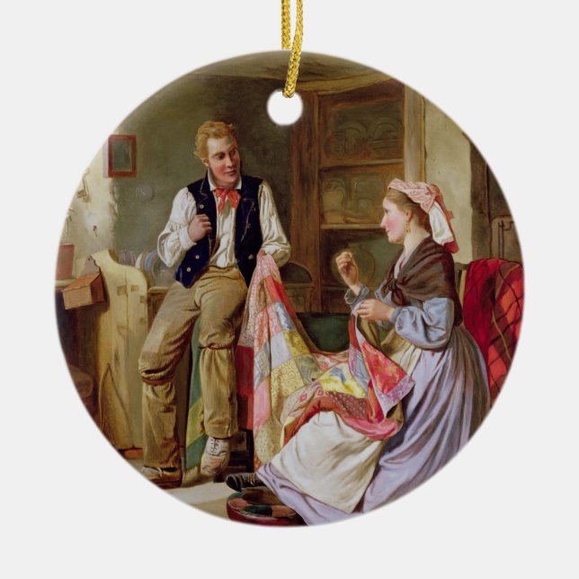 The Patchwork Quilt Ceramic Tree Decoration (Front)