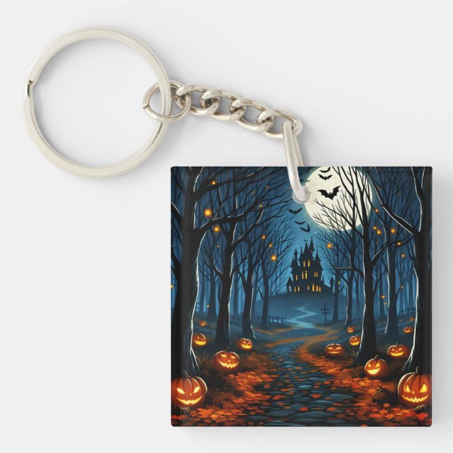 The path of the haunted forest - Halloween Key Ring (Front)