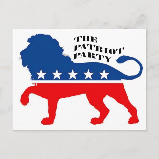 THE PATRIOT PARTY LION STARS AND STRIPES USA POSTCARD (Front)