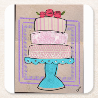 The Patterened Pastel Tower Square Paper Coaster