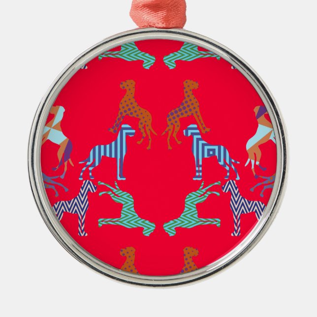 the pattern Great Dane pattern Metal Tree Decoration (Front)
