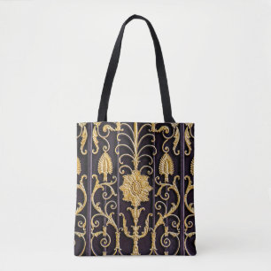 The pattern on metallic gate tote bag
