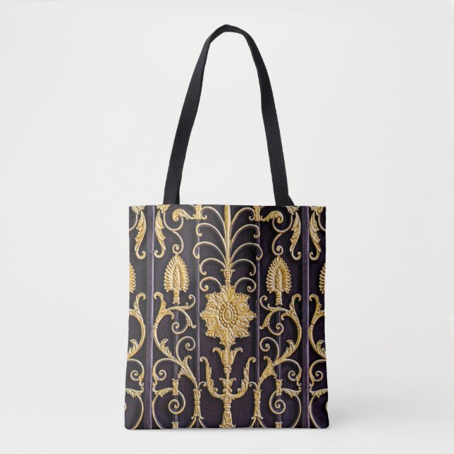 The pattern on metallic gate tote bag (Front)