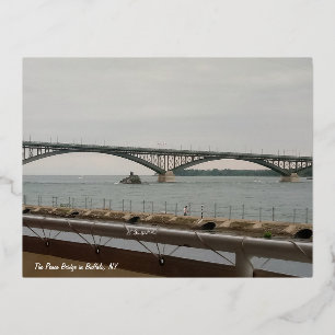 The Peace Bridge in Buffalo, NY Foil Holiday Postcard