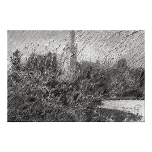 The Peace Palace – Graphite Landscape Elegance Poster (Front)
