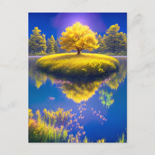The Peaceful Growth of a Lone Tree Postcard (Front)