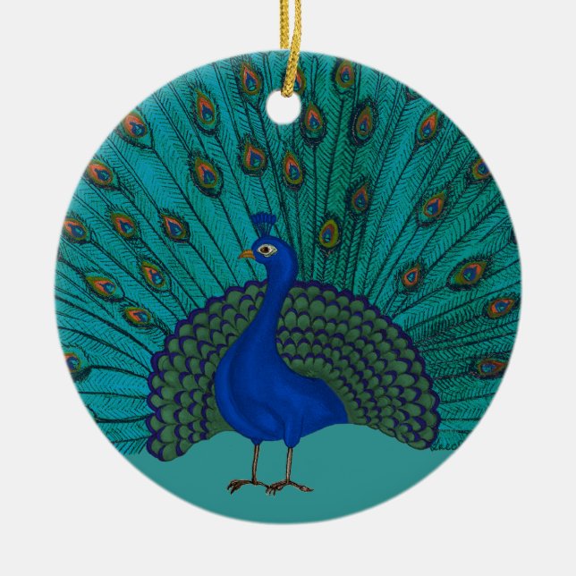 The Peacock Ceramic Tree Decoration (Front)