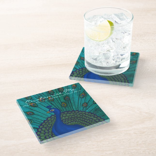 The Peacock Glass Coaster (Angled)