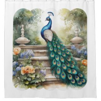 The peacock is a symbol of pride and self-esteem shower curtain