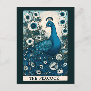 The Peacock Tarot Card Art peacocks Teal Art      
