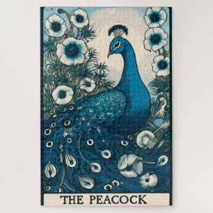 The Peacock Tarot Card Art peacocks Teal Art Jigsaw Puzzle