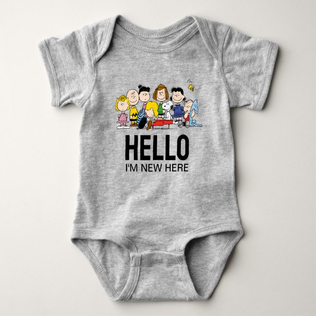 The Peanuts Gang | Baby Shower |'m New Here Baby Bodysuit (Front)