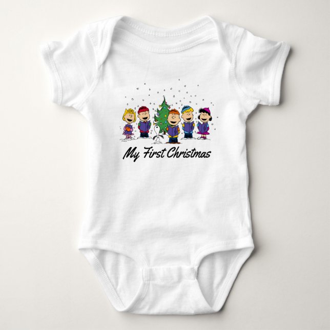 The Peanuts Gang - My First Christmas Baby Bodysui Bodysuit (Front)