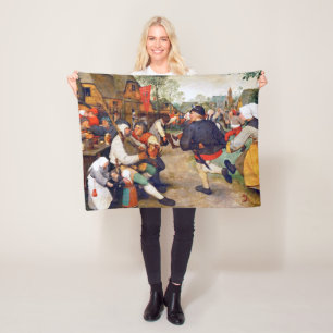 The Peasant Dance, Pieter Bruegel Fleece Blanket
