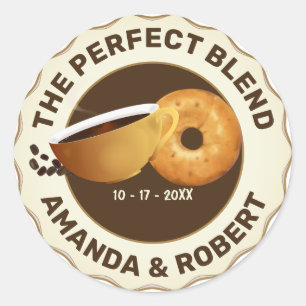 The Pefect Blend Coffee Doughnut Wedding Classic Round Sticker
