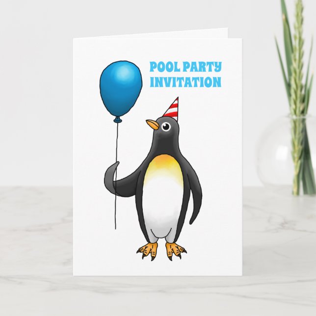 The penguin is ready to party invitation (Front)