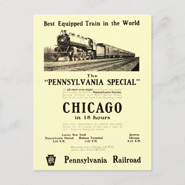 The Pennsylvania Special Postcard (Front)