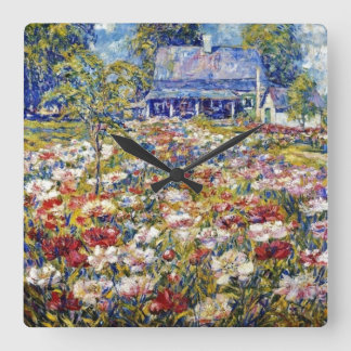“The Peony Garden” Square Wall Clock